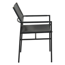 Sutton 20" Dining Armchair in Black Leather and Iron