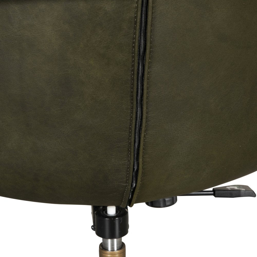 Chiavari Swivel Office Chair in Emerald Green Leather and Antique Gold