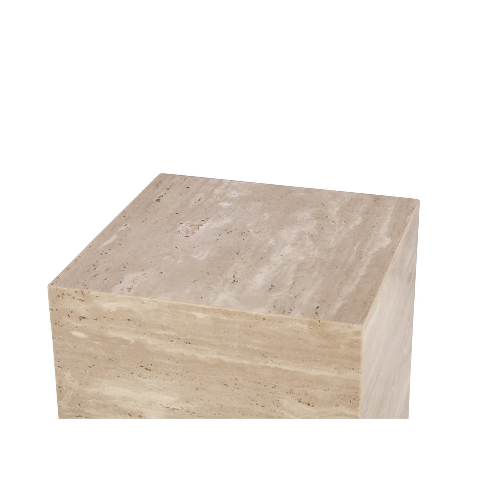 Giza 18" Drum Side Table in Travertine Stone