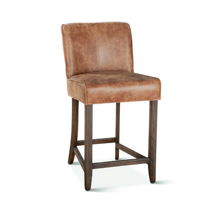 Avery Counter Chair in Tan Leather with Matte Brown Legs