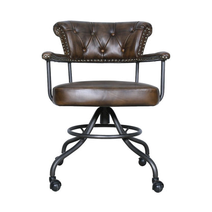 Brisbane Chesterfield Office Chair in Antique Whiskey Leather