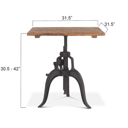 Artezia 30" Height Adjustable Crank Dining Table in Reclaimed Teak