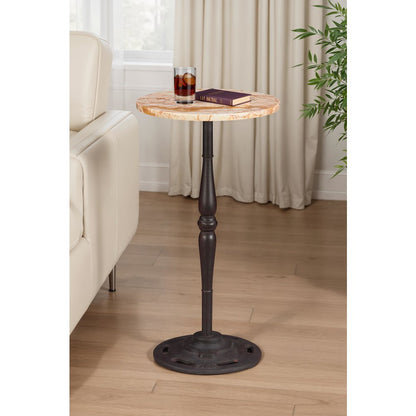 Rochester 12" Side Table in Retro Impulse Marble with Casted Base
