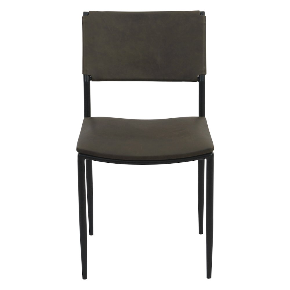 Sutton 18" Dining Chair Olive Green Leather and Iron