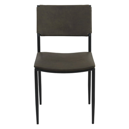 Sutton 18" Dining Chair Olive Green Leather and Iron
