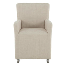 Linen Upholstered Wheeled Armchair, Modern Accent Chair for Living Room ,Beige