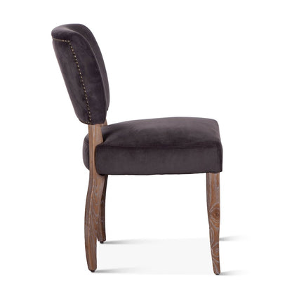 Portia Side Chair in Asphalt Velvet with Napoleon Legs