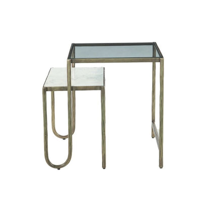 Sonoma 22" Nesting Side Table with Glass and Marble Top