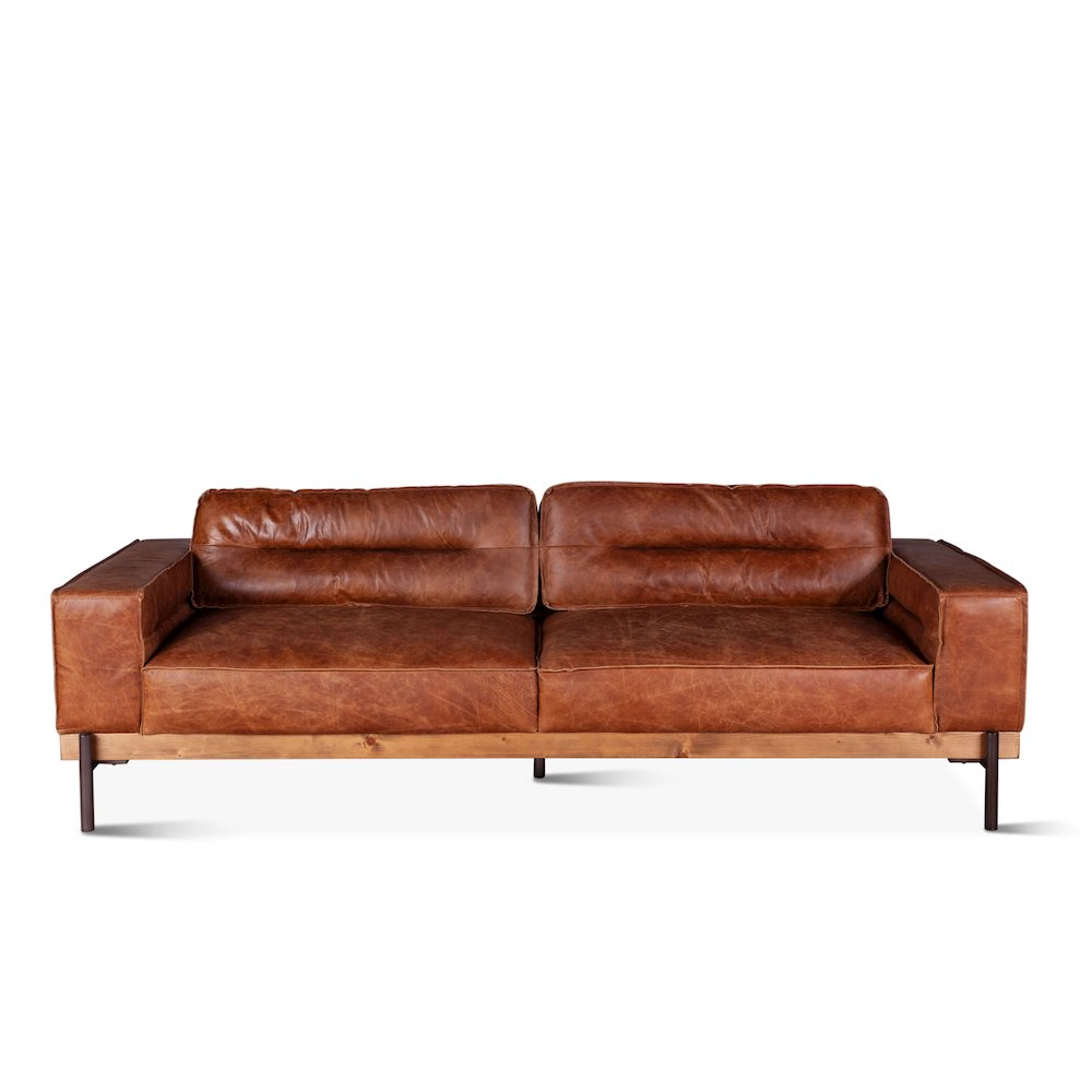 Chiavari Modern Leather Sofa in Vintage Cognac