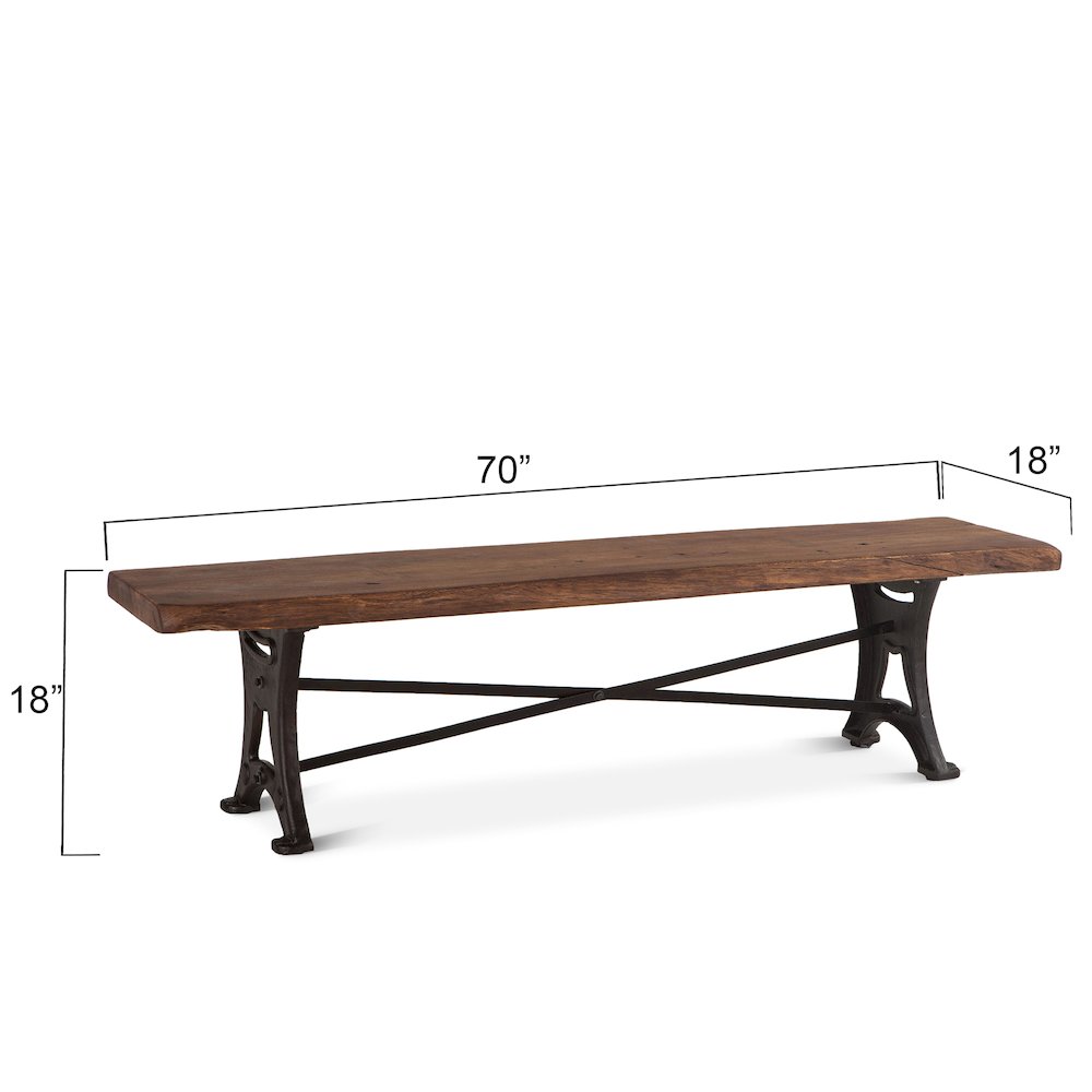 Blayne 70" Bench in Acacia with Walnut Finish