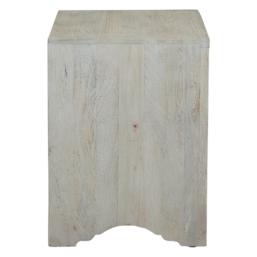Haveli 26" Plinth Base Nightstand in Carved Heirloom White