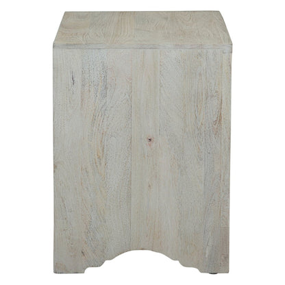 Haveli 26" Plinth Base Nightstand in Carved Heirloom White