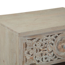 Haveli 26" Plinth Base Nightstand in Carved Heirloom White