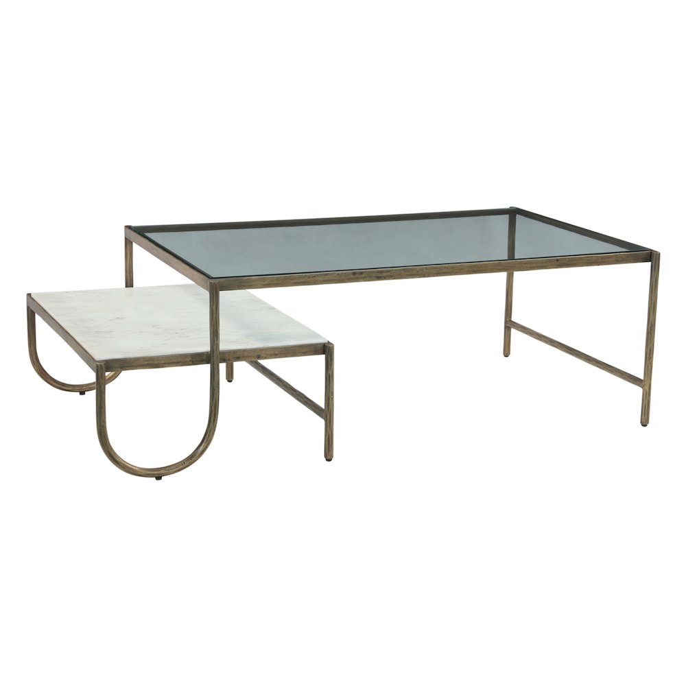 Sonoma 52" Nesting Coffee Table with Glass and Marble Top