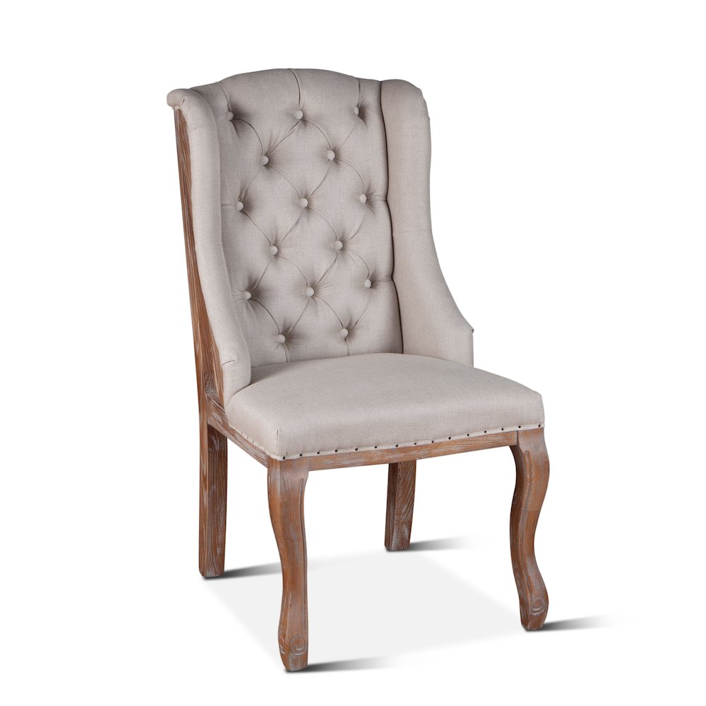 Portia Dining Chair in Off-White Linen and Oak