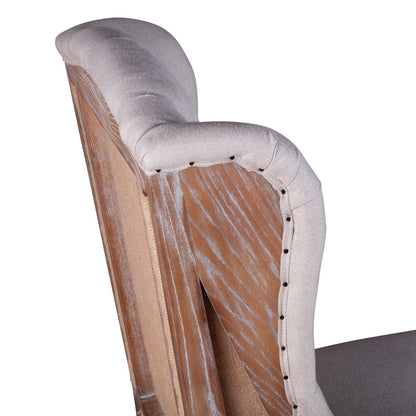 Portia Dining Chair in Off-White Linen and Oak