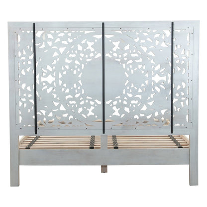 Haveli Queen Bed in Hand Carved Heirloom White