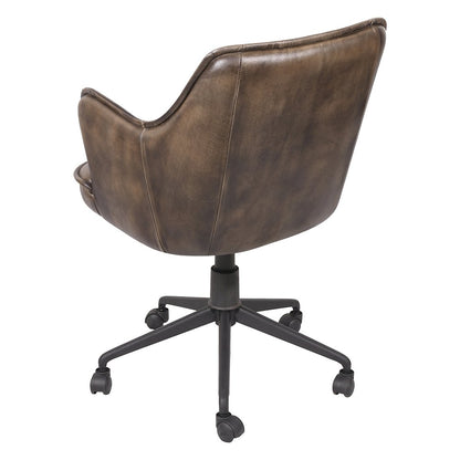 Thorpe Swivel Desk Chair in Antique Whiskey Leather