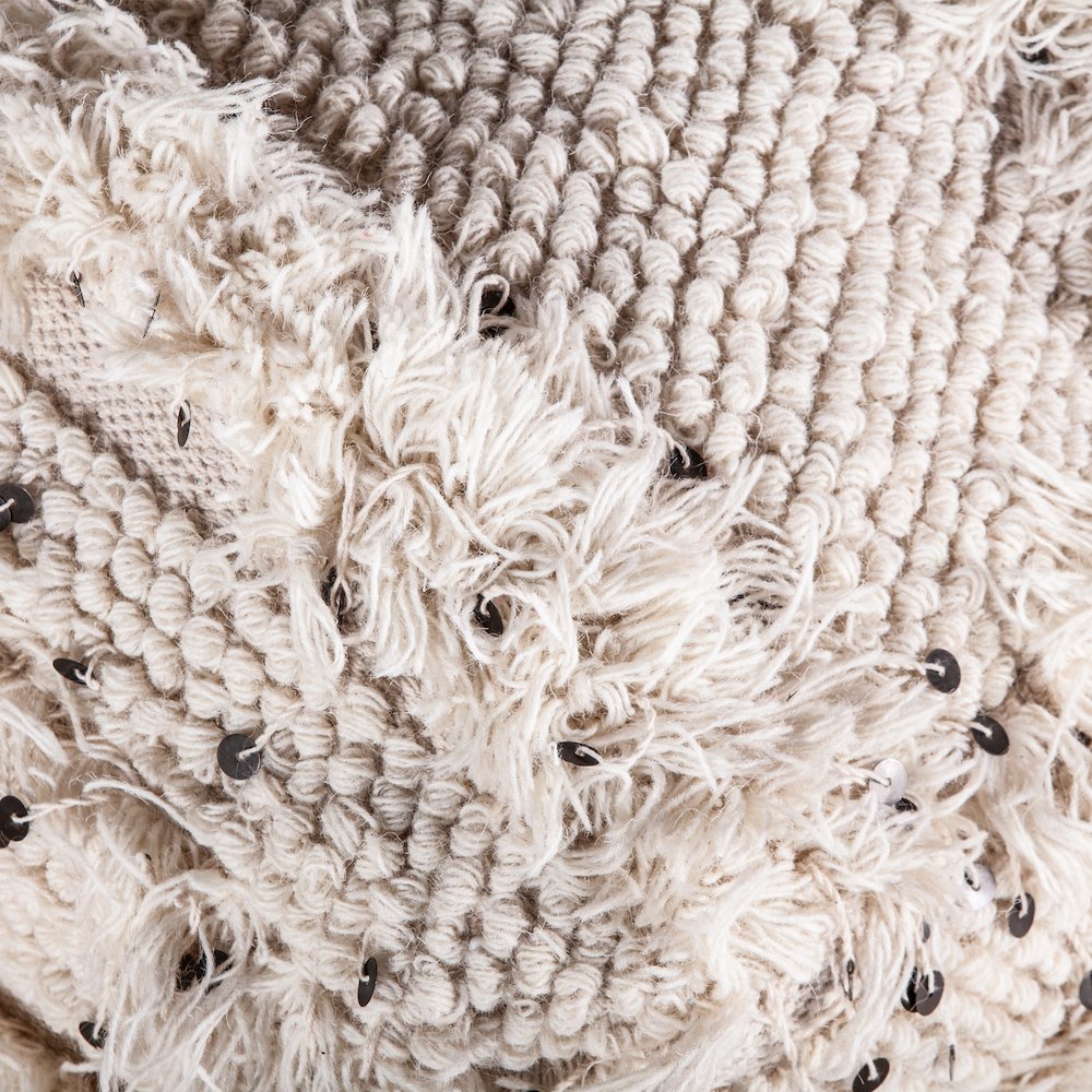 Algiers Square Ottoman in Sequined Cream Fabric