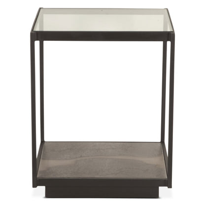 St. George 18" Side Table with Glass Top in Oxidized Black