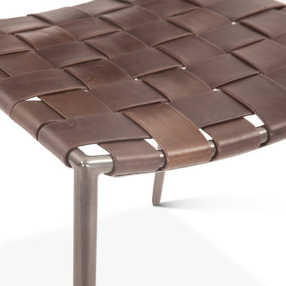 Lund Dining Chair in Brown Buffalo Leather and Iron