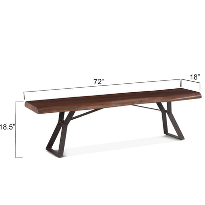 Nottingham 72" Bench with Walnut Finish