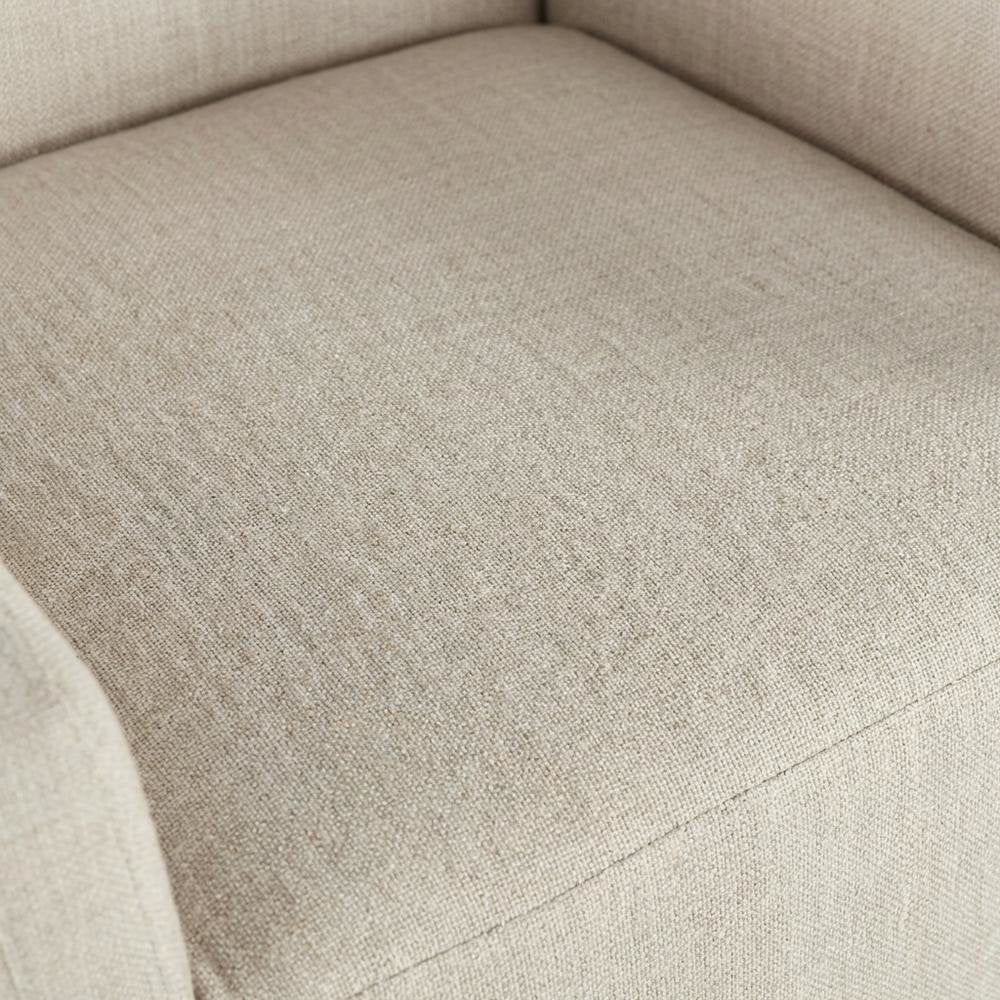Linen Upholstered Wheeled Armchair, Modern Accent Chair for Living Room ,Beige