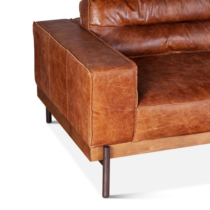 Chiavari Modern Leather Sofa in Vintage Cognac