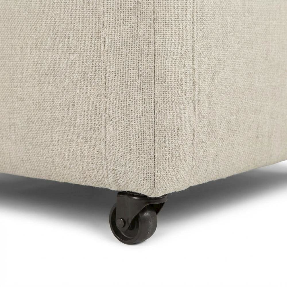 Linen Upholstered Wheeled Armchair, Modern Accent Chair for Living Room ,Beige