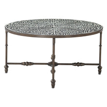 Ozark 40" Coffee Table with Floral Horn Inlay and Iron