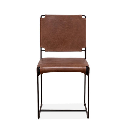 Melbourne Dining Chair in Tobacco Leather and Iron