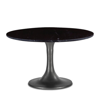 Palm Desert Natural Marble Black Dining Table with Zinc Tulip Base