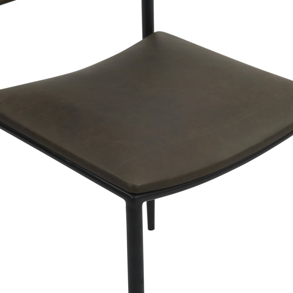 Sutton 18" Dining Chair Olive Green Leather and Iron