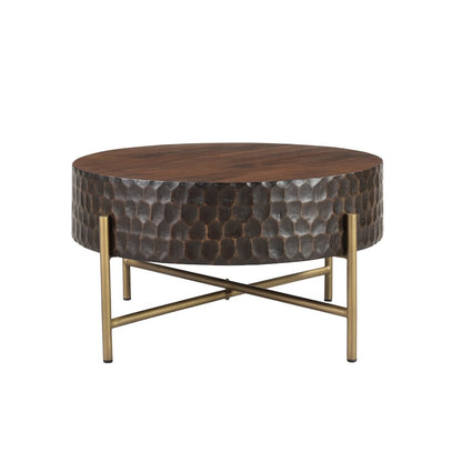 Vallarta 34" Carved Coffee Table in Mango Wood with Two Toned Finish