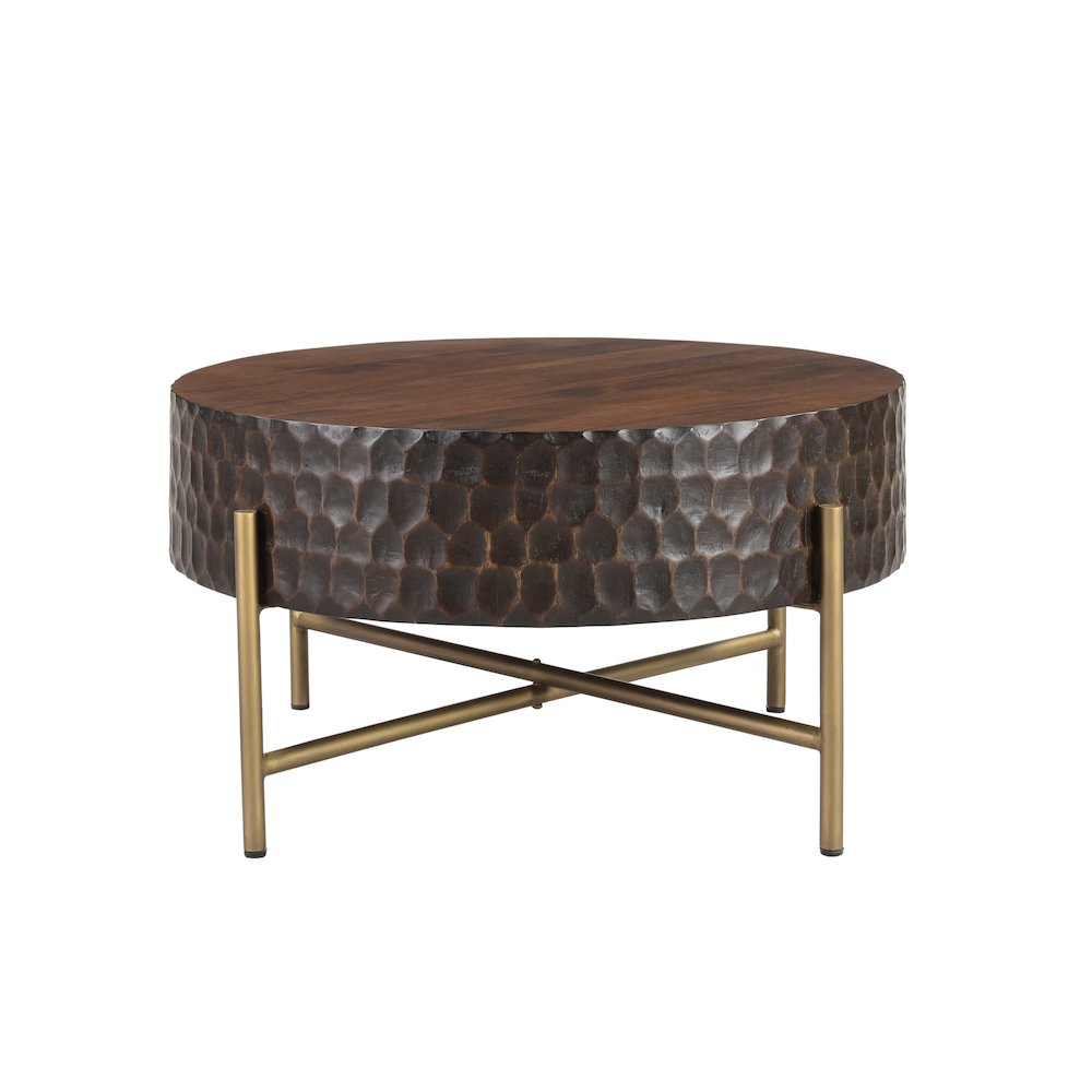 Vallarta 34" Carved Coffee Table in Mango Wood with Two Toned Finish