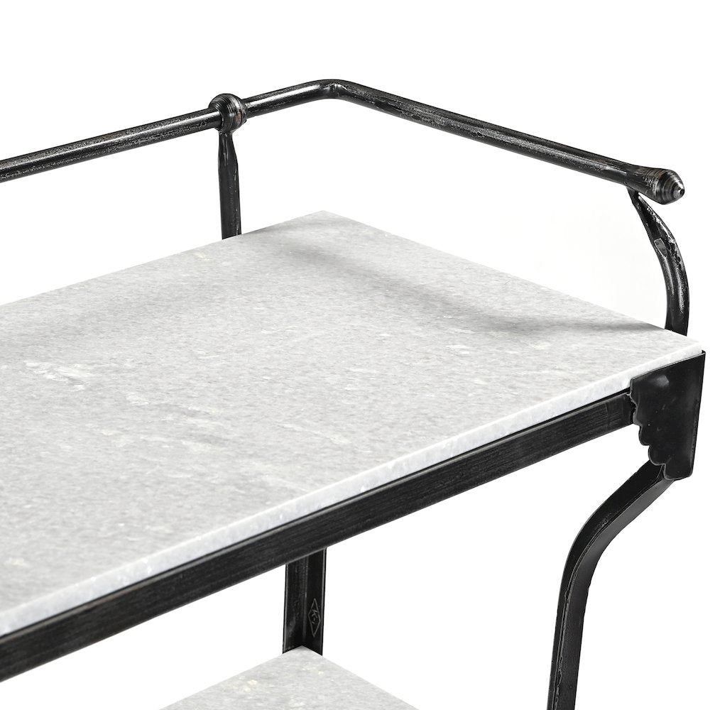 Calloway 50" Console Table with White Marble and Black Metal Base