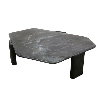 Harbor 64" Hexagonal Coffee Table with Lava Marble in Dark Walnut