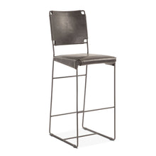 Melbourne Buffalo Leather and Iron Counter Chair in Black