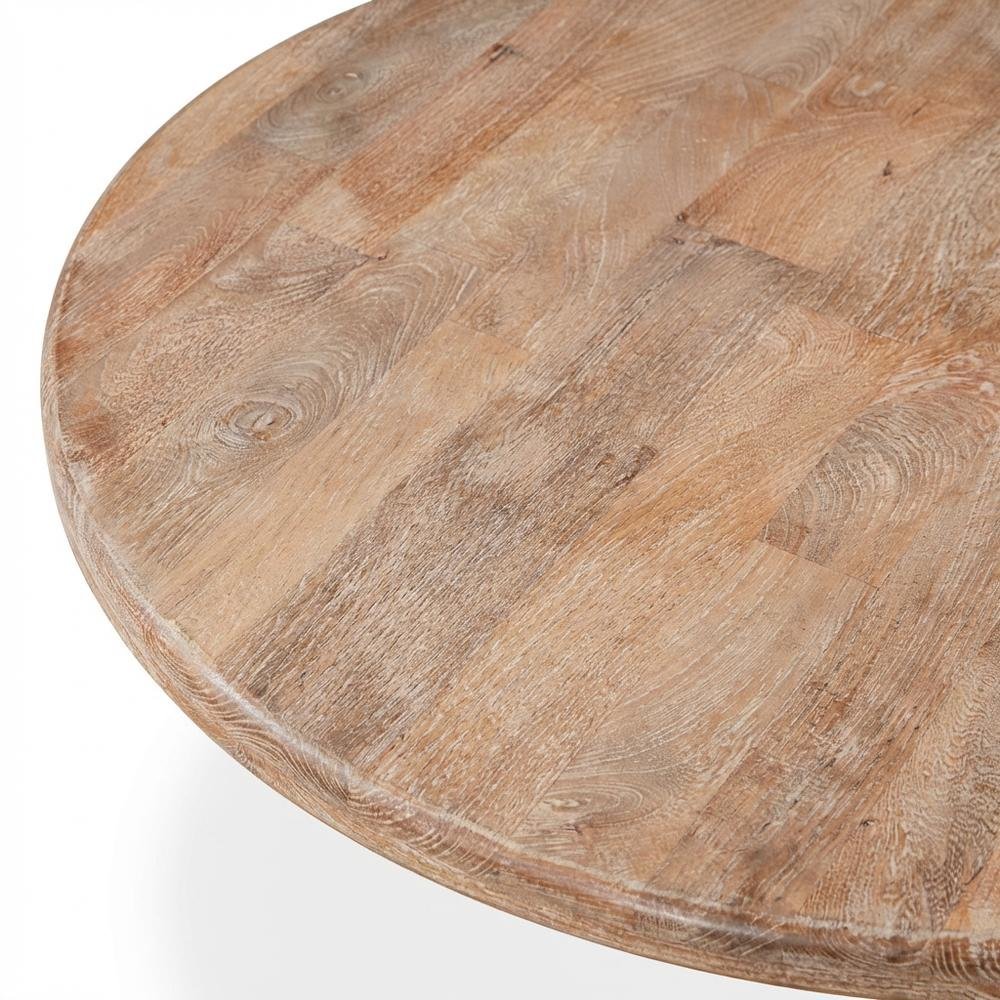 54 Inch Round Wood Dining Table, Solid Pedestal Kitchen Table, Antique Oak