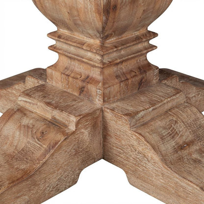 54 Inch Round Wood Dining Table, Solid Pedestal Kitchen Table, Antique Oak