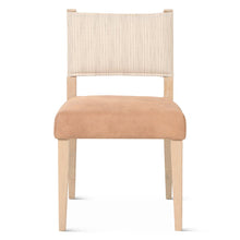 Lila Dining Chair in Durango Stripe Linen and Antique Light Leather