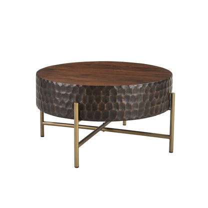 Vallarta 34" Carved Coffee Table in Mango Wood with Two Toned Finish
