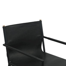 Sutton 20" Counter Armchair in Black Leather and Iron