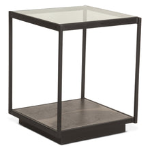 St. George 18" Side Table with Glass Top in Oxidized Black