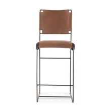 Melbourne 17in Buffalo Leather and Iron Counter Chair Brown