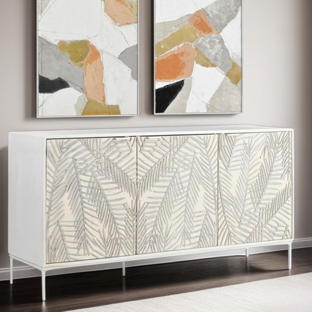 Isla 57" Sideboard with Three Doors in Coastal White