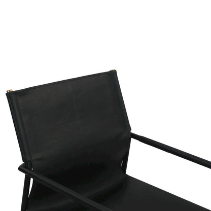 Sutton 20" Dining Armchair in Black Leather and Iron