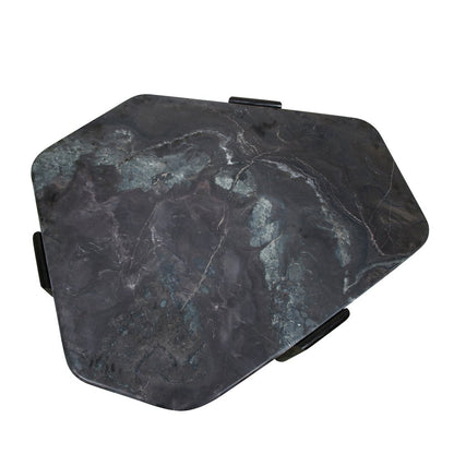 Harbor 64" Hexagonal Coffee Table with Lava Marble in Dark Walnut