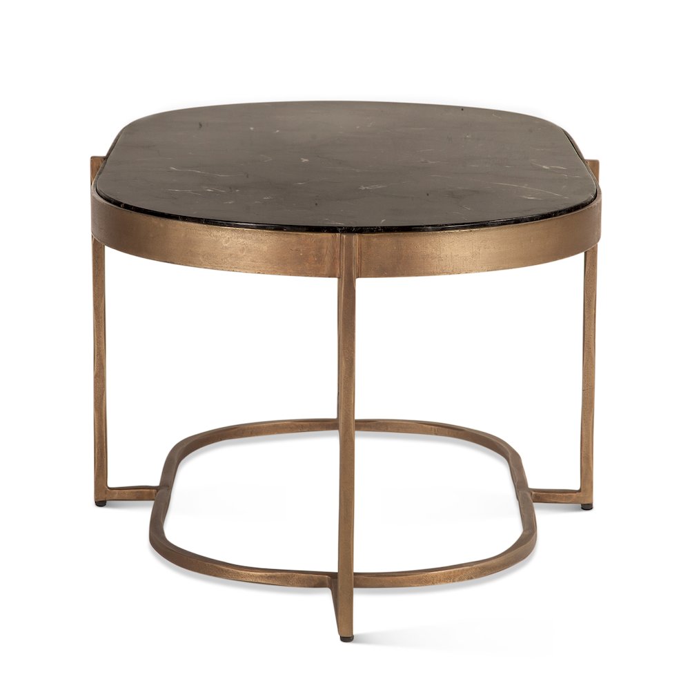 Fresno 43" Coffee Table with Black Marble and Antique Brass Base