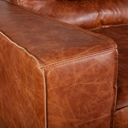 Chiavari Modern Leather Sofa in Vintage Cognac